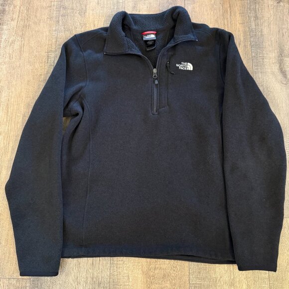 The North Face 1/4 Zip Black Pullover Fleece Sweater Men's Size M - Picture 1 of 6